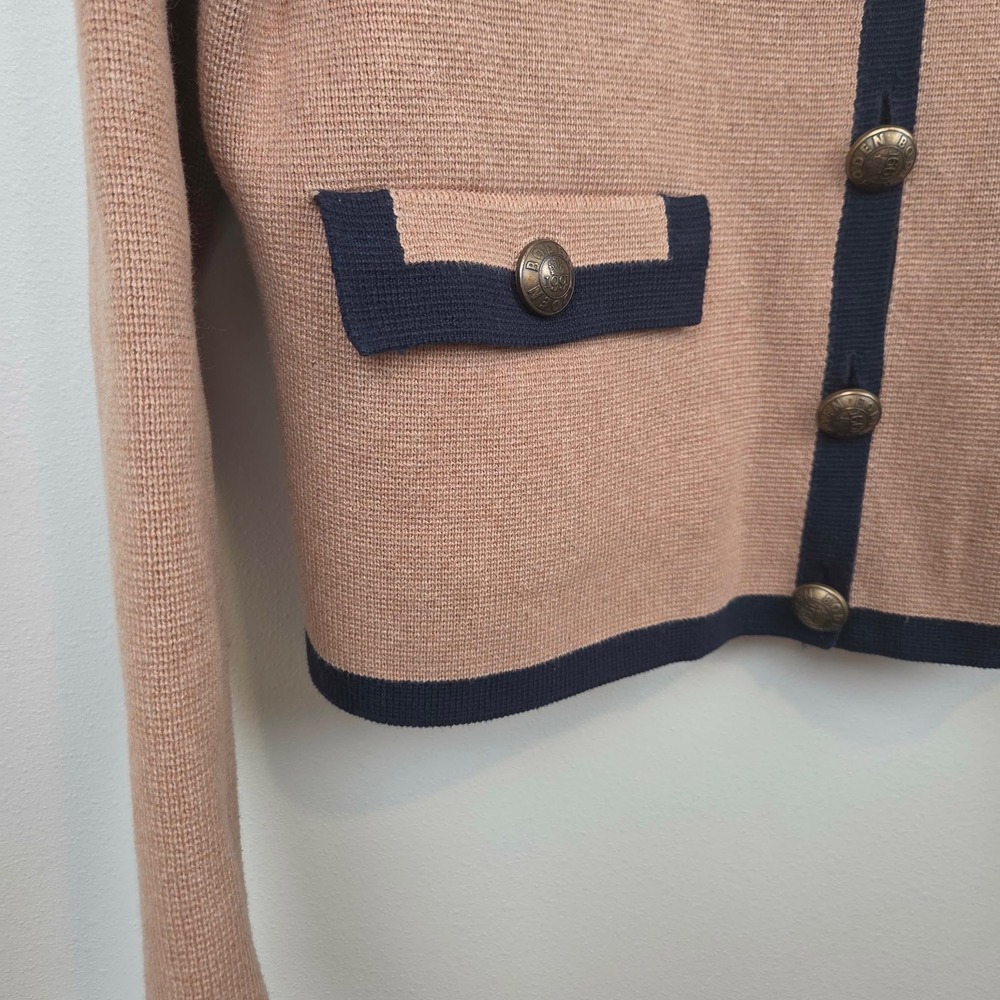 Boden Holly Knitted Jacket Camel Navy Blue Cardigan Sweater Preppy Womens US 10 - Picture 8 of 13